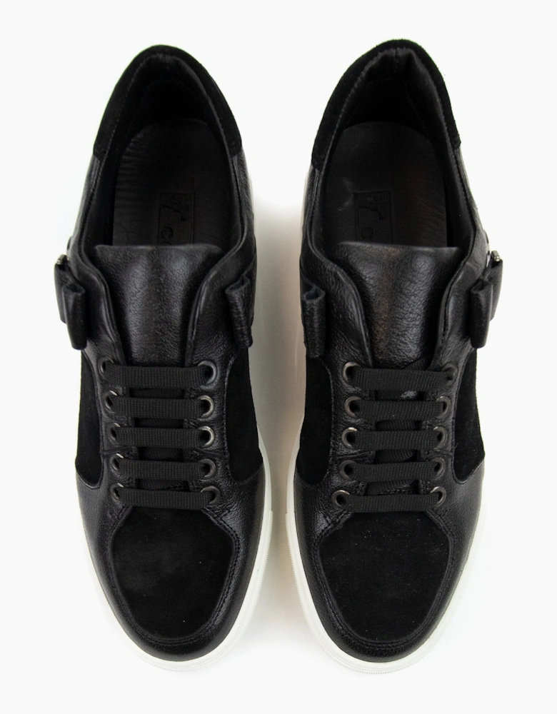 Versace Collection Leather & Suede Sneakers Black/white