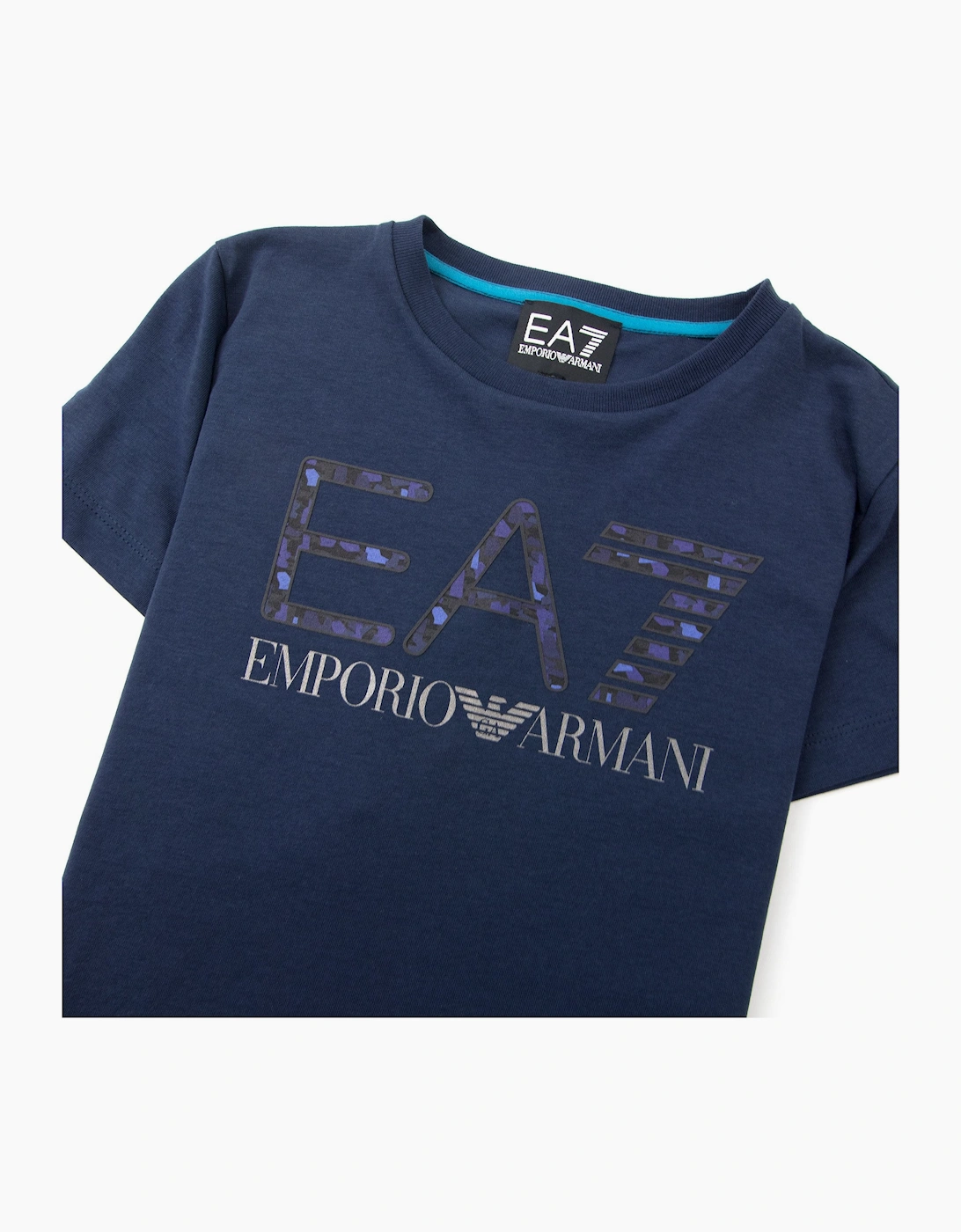 EA7 Junior Camo Logo T-Shirt Navy