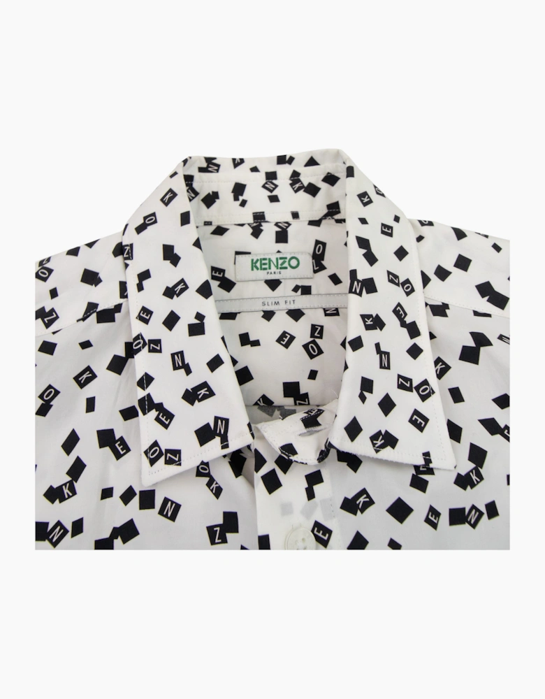 Kenzo All Over Print Letter Print Slim Fit Shirt White