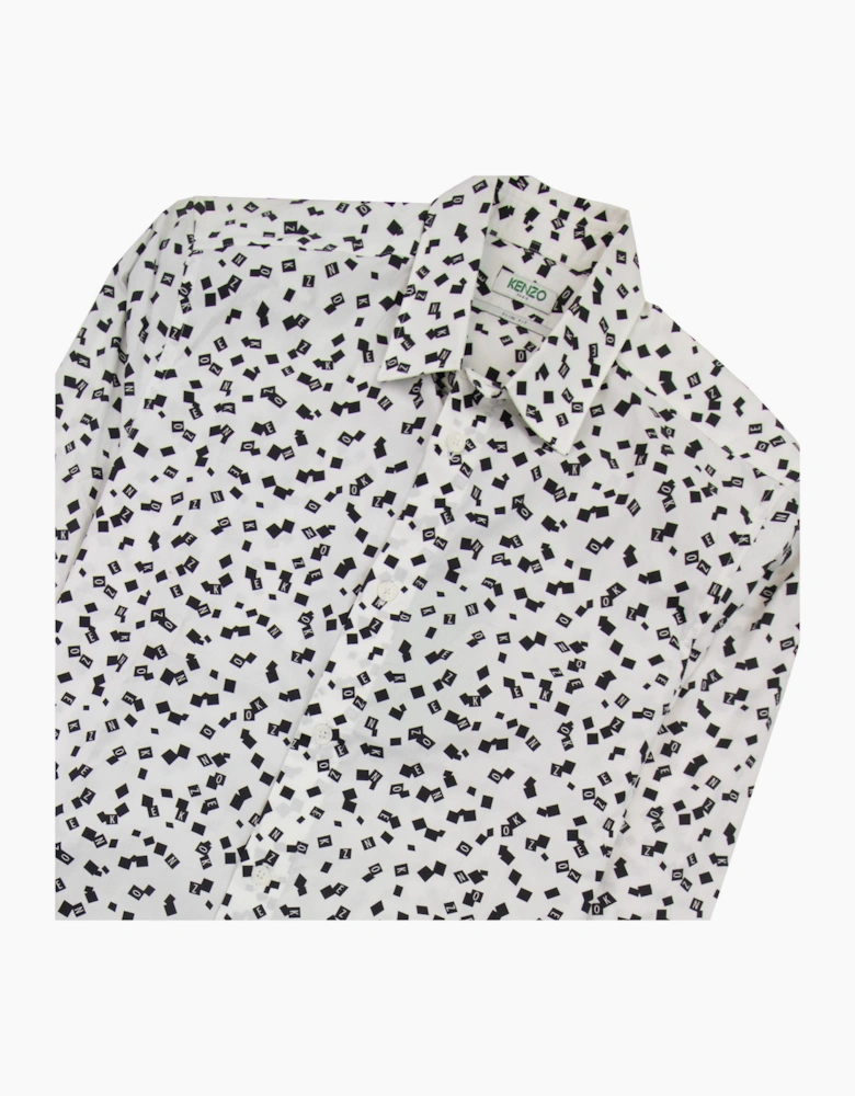 Kenzo All Over Print Letter Print Slim Fit Shirt White