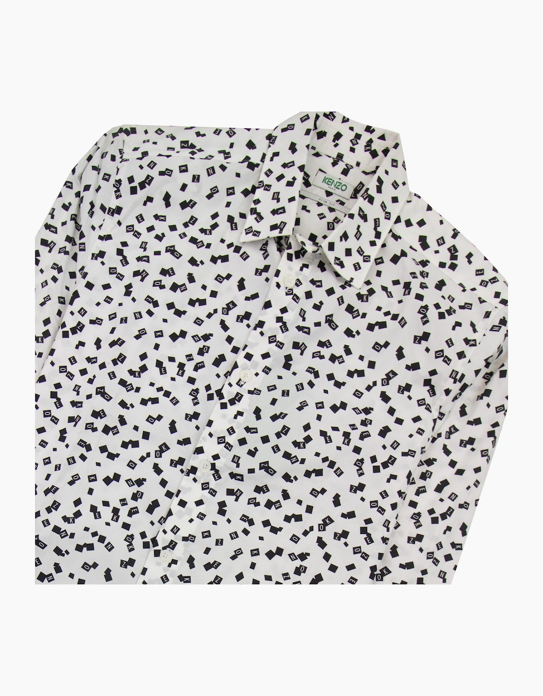 Kenzo All Over Print Letter Print Slim Fit Shirt White