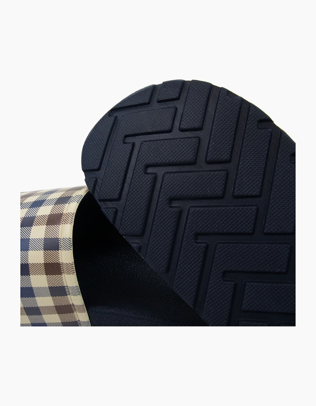 Aquascutum Beach Check Sliders Navy