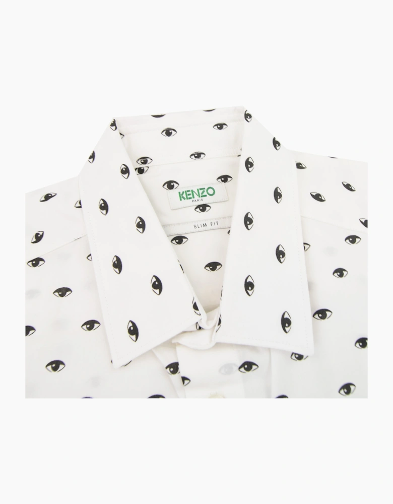 Kenzo Eye Printed Slim Fit L/s Shirt White 001
