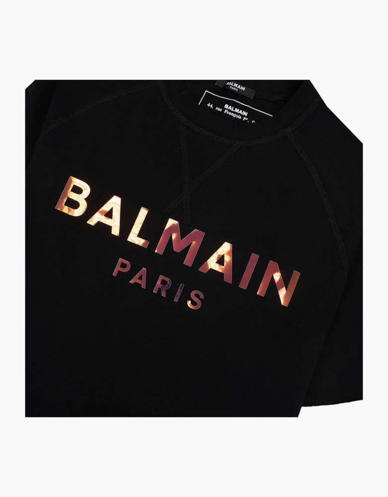 Balmain Paris Metalic Logo T Shirt Black