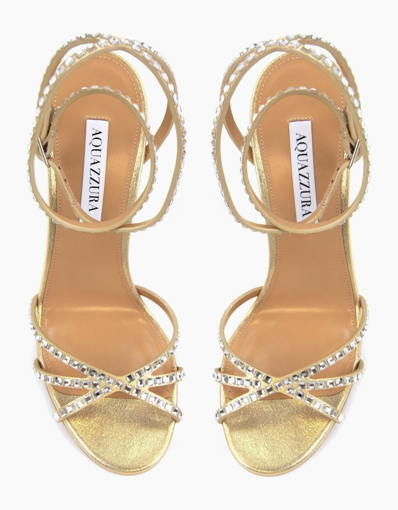 Aquazzura Last Dance Sandal 105 Platino Gold