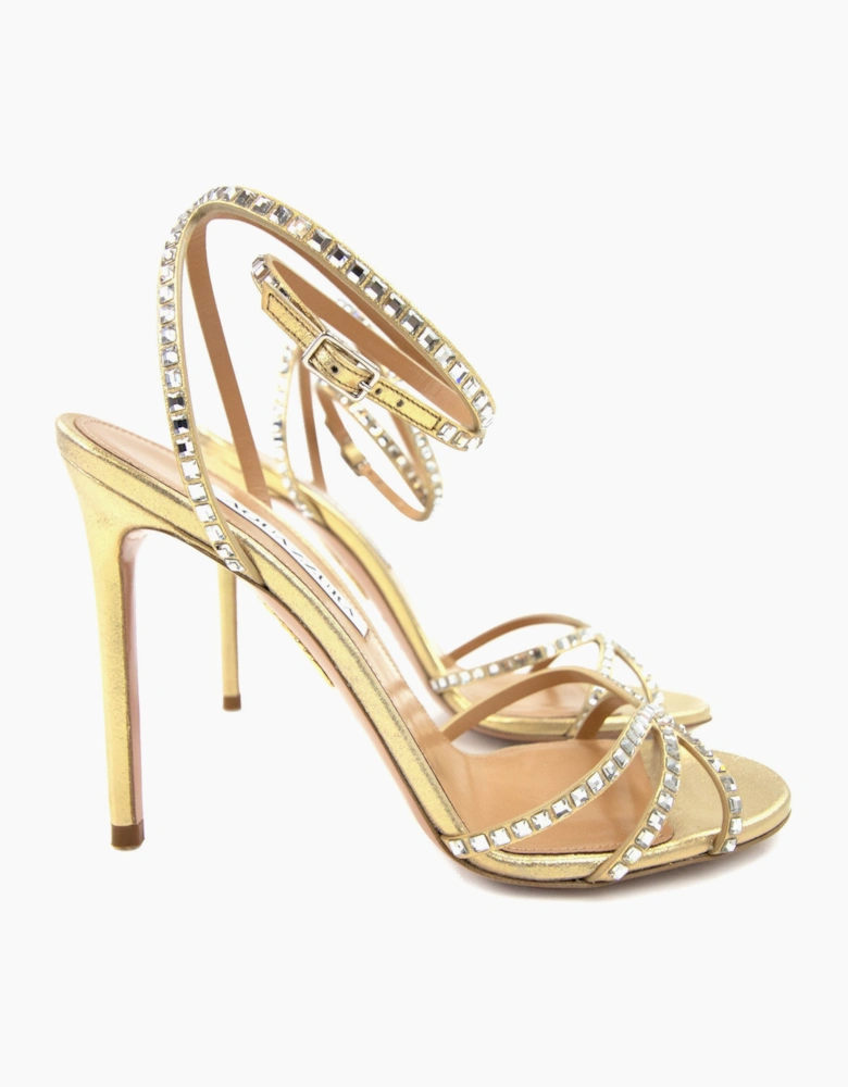 Aquazzura Last Dance Sandal 105 Platino Gold