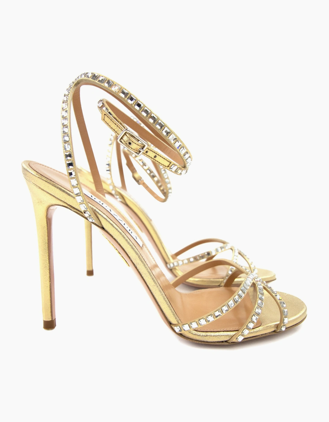 Aquazzura Last Dance Sandal 105 Platino Gold
