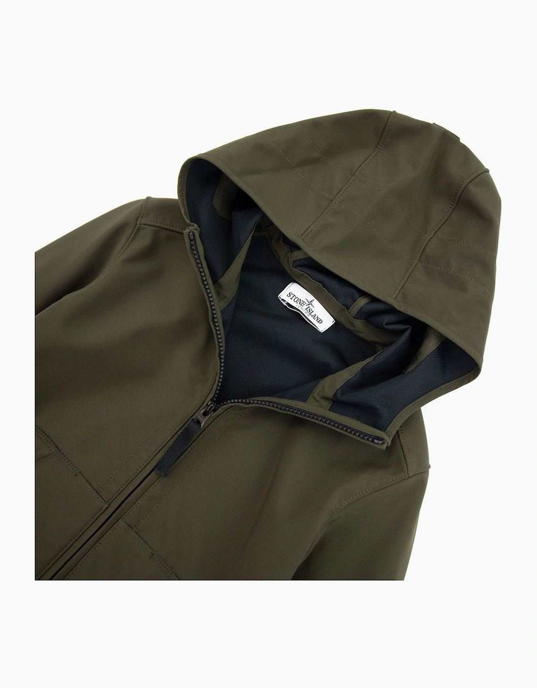 Stone Island Junior Light Soft Shell Hooded Jacket Khaki V0054
