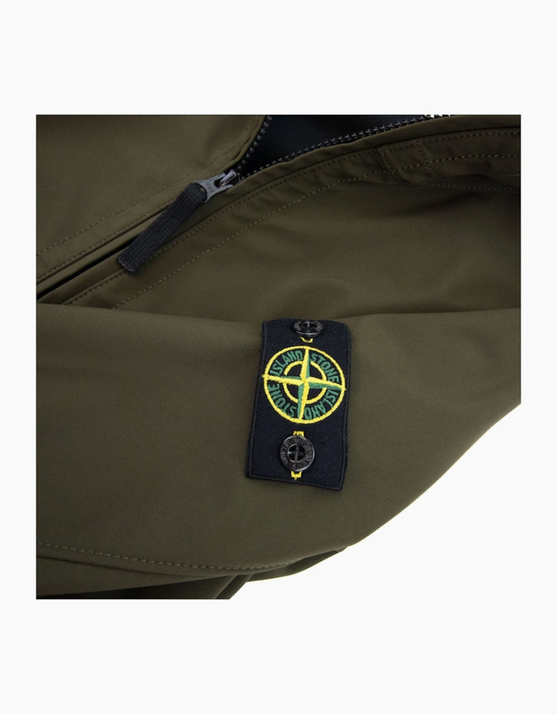 Stone Island Junior Light Soft Shell Hooded Jacket Khaki V0054