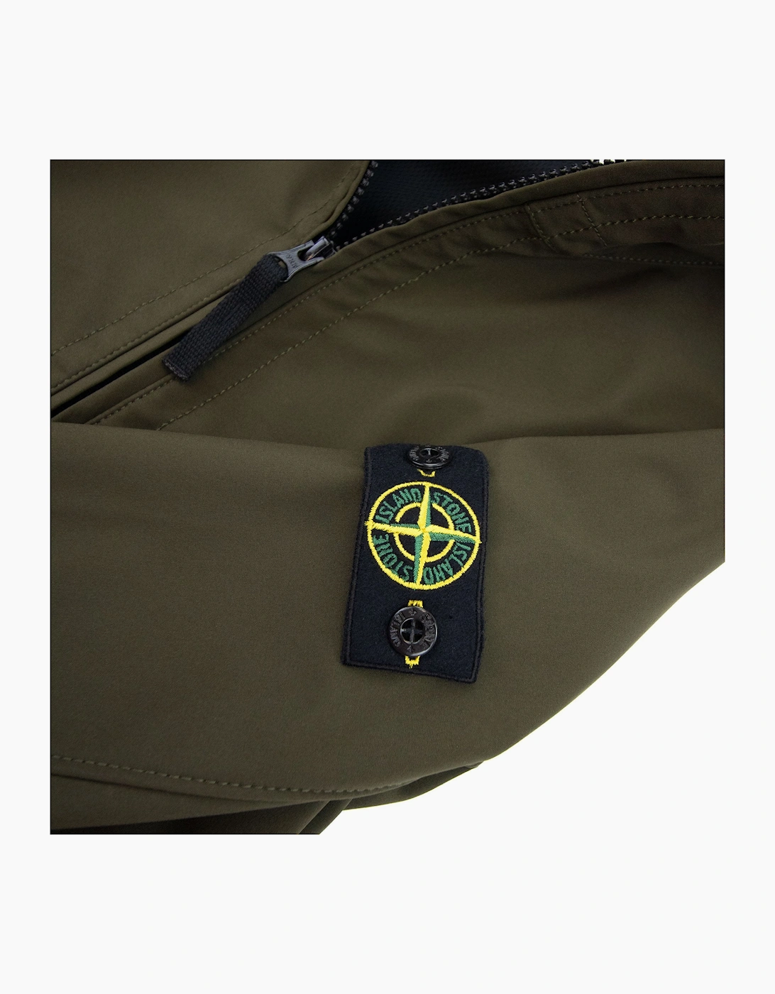 Stone Island Junior Light Soft Shell Hooded Jacket Khaki V0054