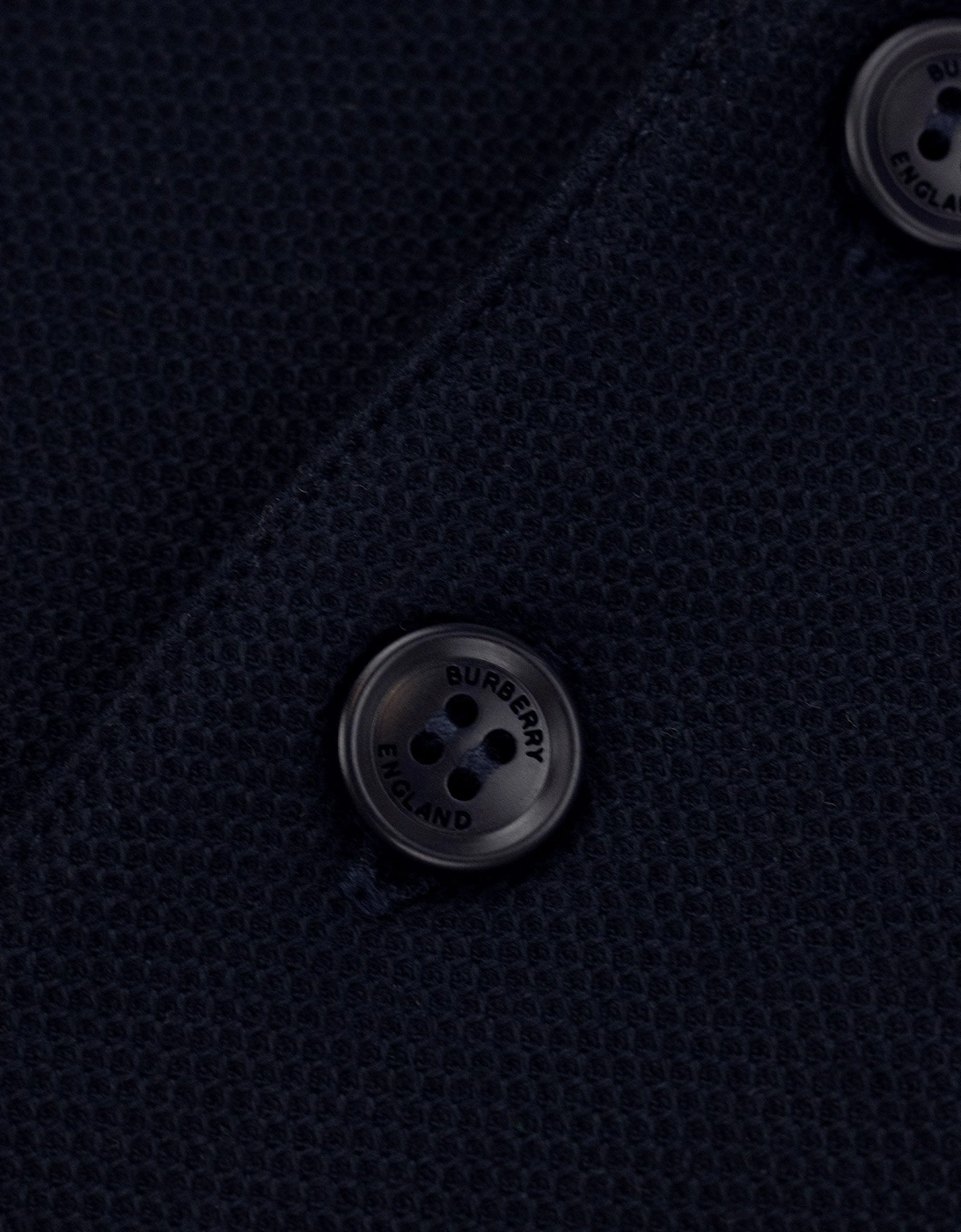 Burberry Check Collar Cotton Polo Shirt Smoked Navy