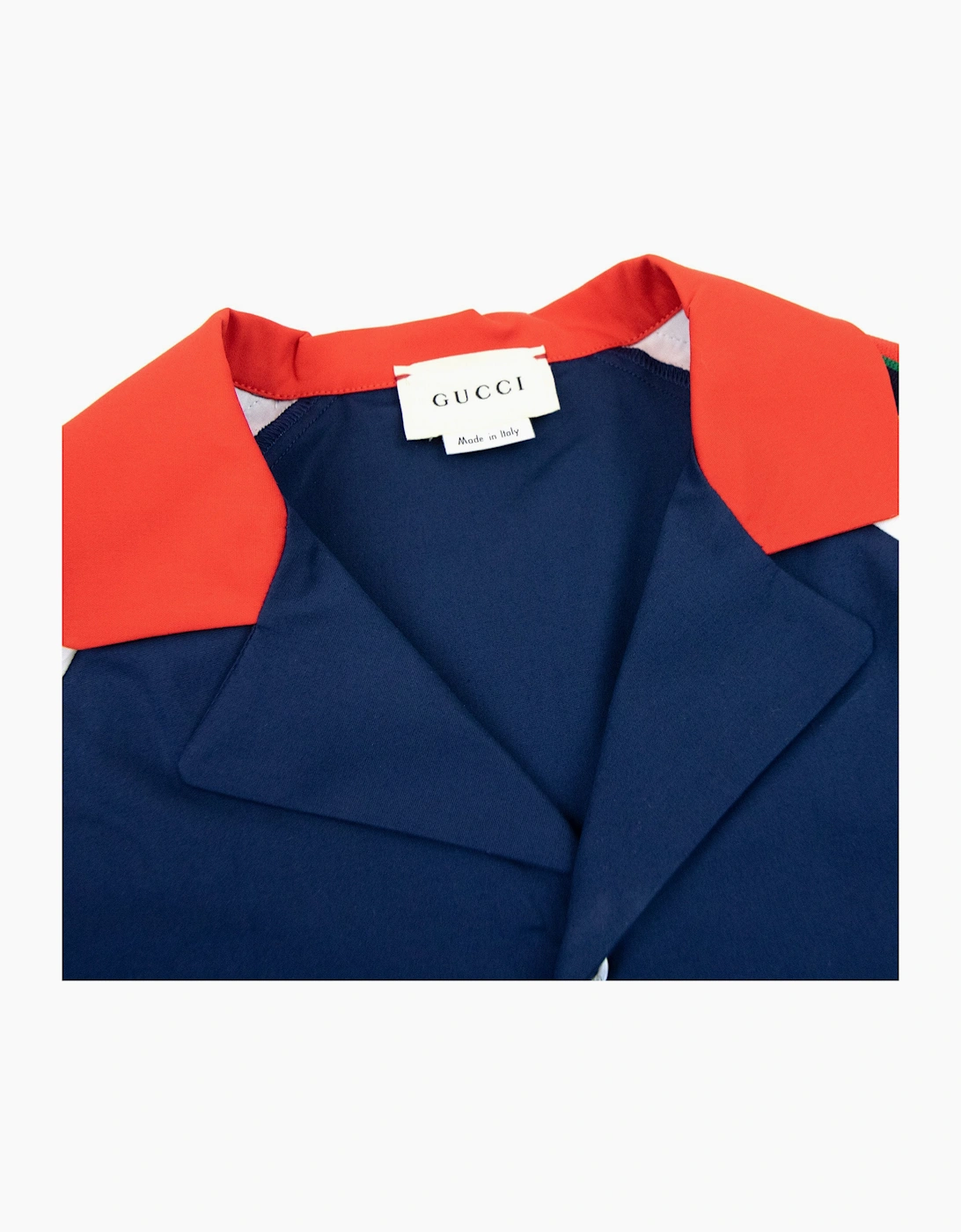 Gucci Junior Embroidered Logo S/s Shirt Navy Blue