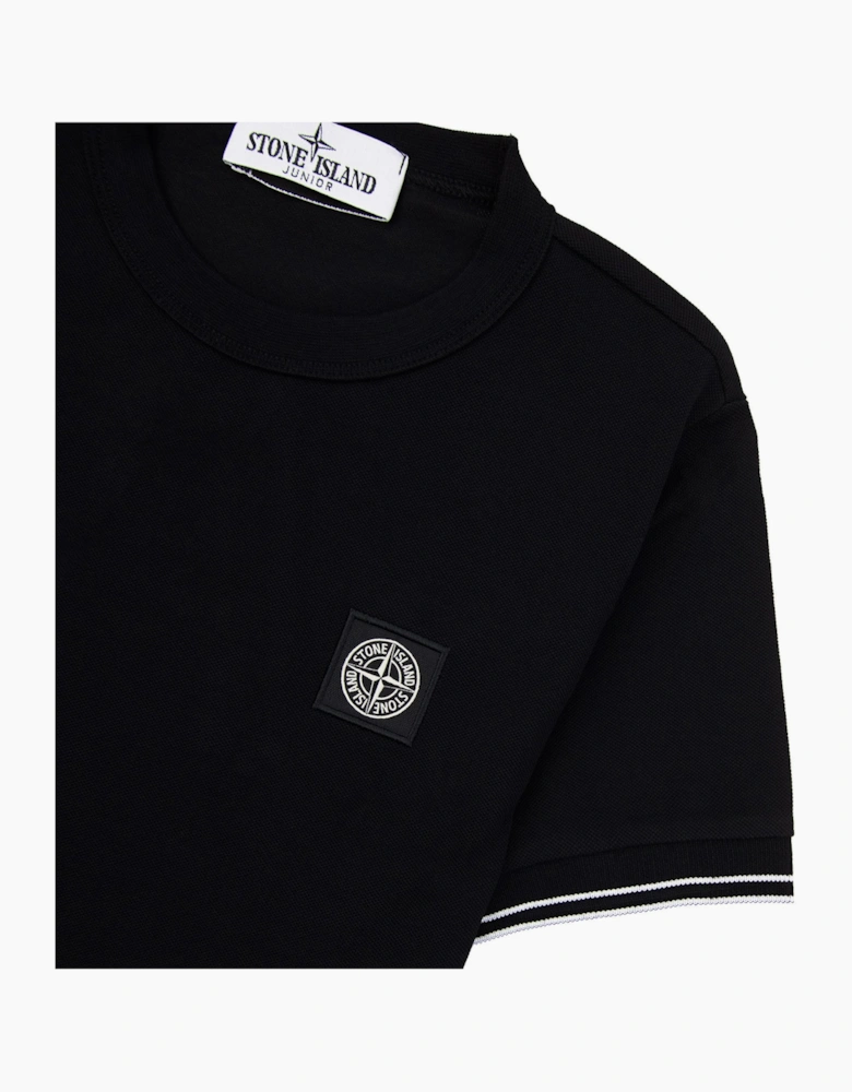 Stone Island Junior 2100001 Light Cotton Compass Patch T Shirt Black V0029