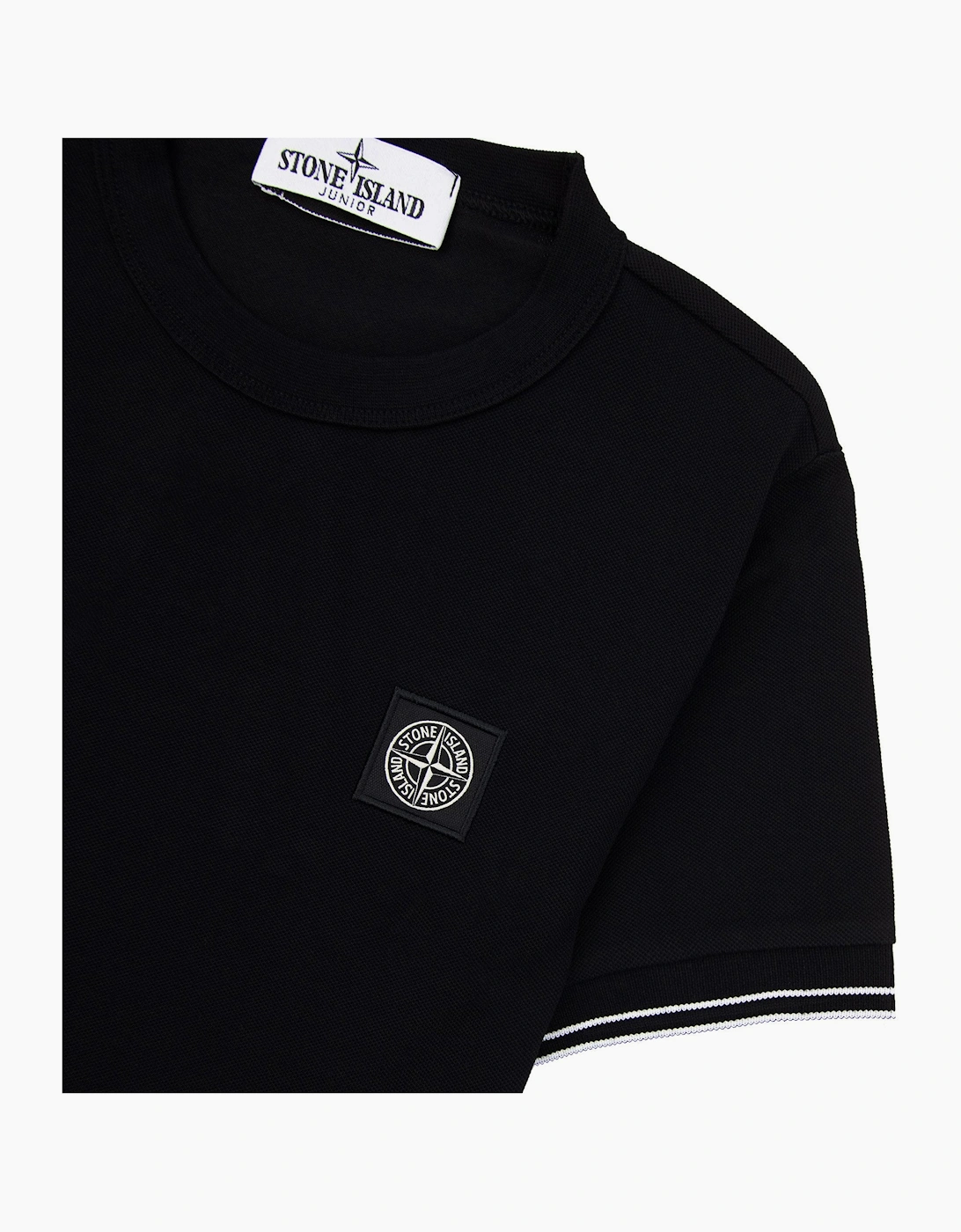 Stone Island Junior 2100001 Light Cotton Compass Patch T Shirt Black V0029