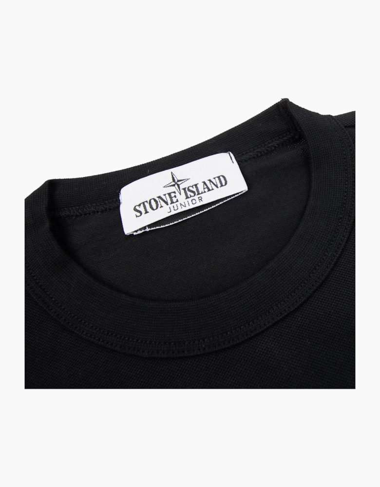 Stone Island Junior 2100001 Light Cotton Compass Patch T Shirt Black V0029