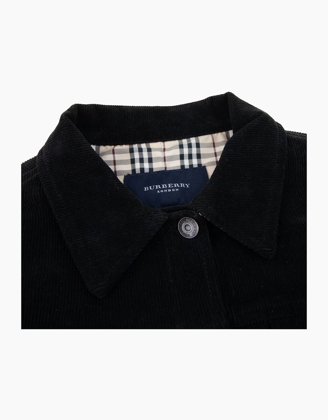 Burberry Woman Farlow Collar Check Denim Jacket Black
