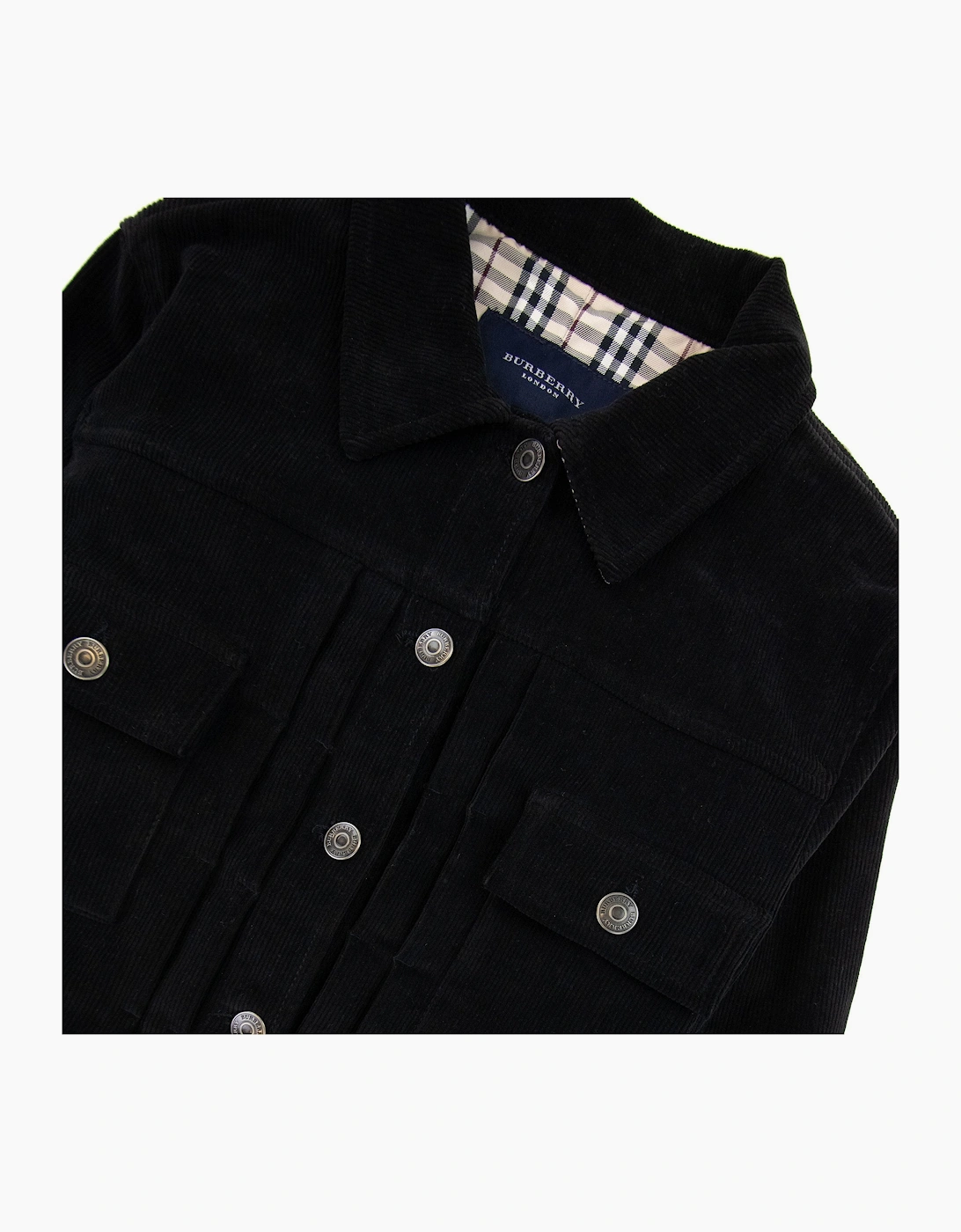 Burberry Woman Farlow Collar Check Denim Jacket Black