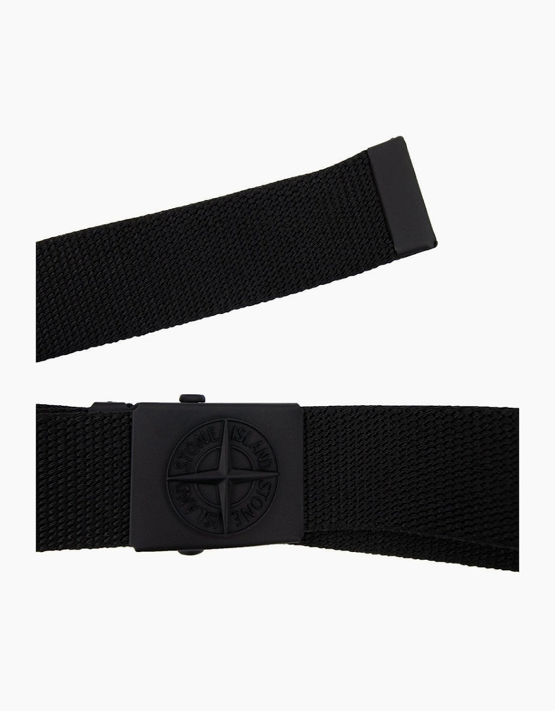 Stone Island Junior 90461 Embossed Logo Buckle Belt Black Voo29