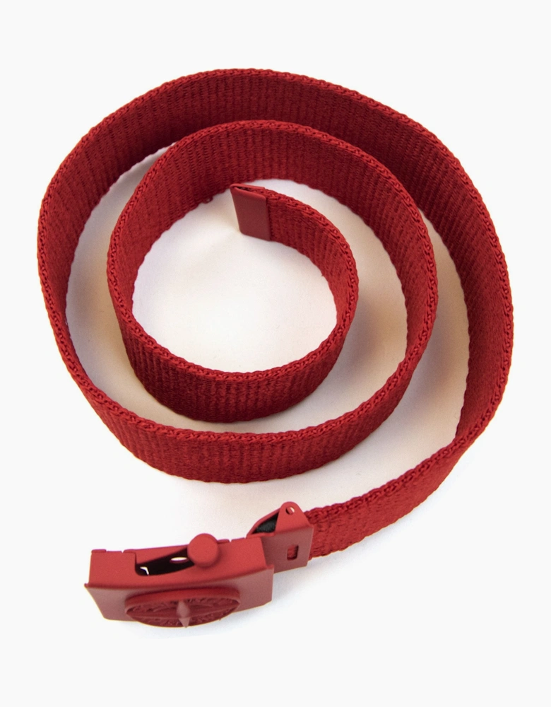 Stone Island Junior 90461 Embossed Logo Buckle Belt Red V0010