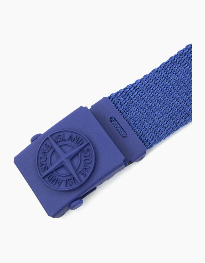Stone Island Junior 90461 Embossed Logo Buckle Belt Blue V0024