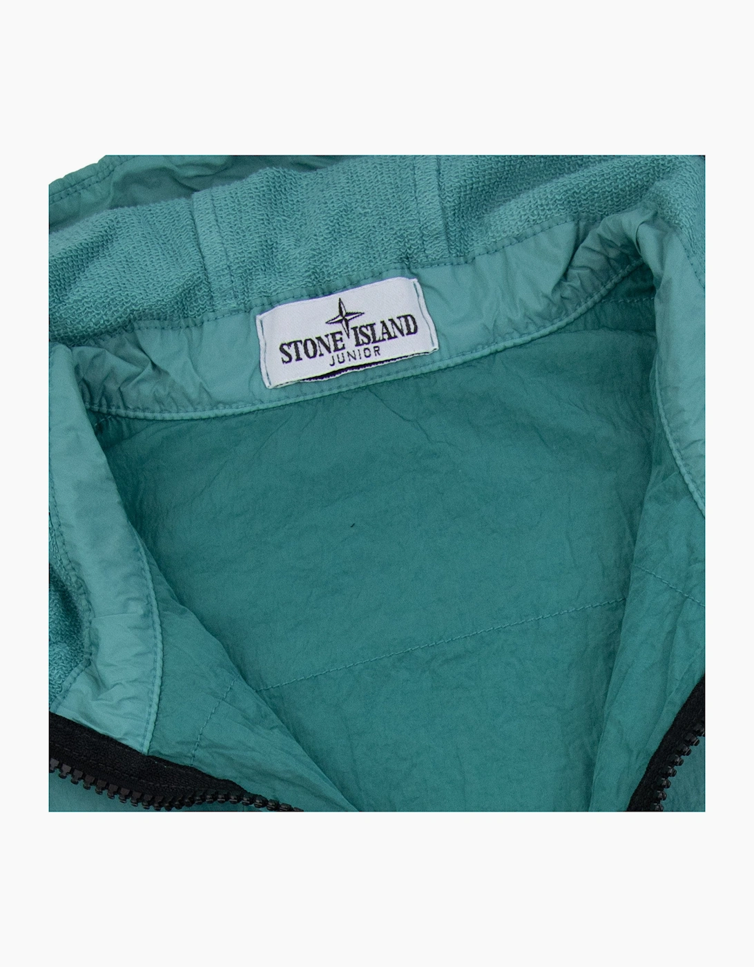 Stone Island Junior 4100010 Crinkle Reps Nylon Fleece Jacket Turquoise V0042