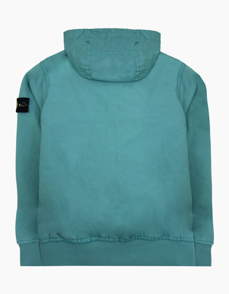 Stone Island Junior 4100010 Crinkle Reps Nylon Fleece Jacket Turquoise V0042