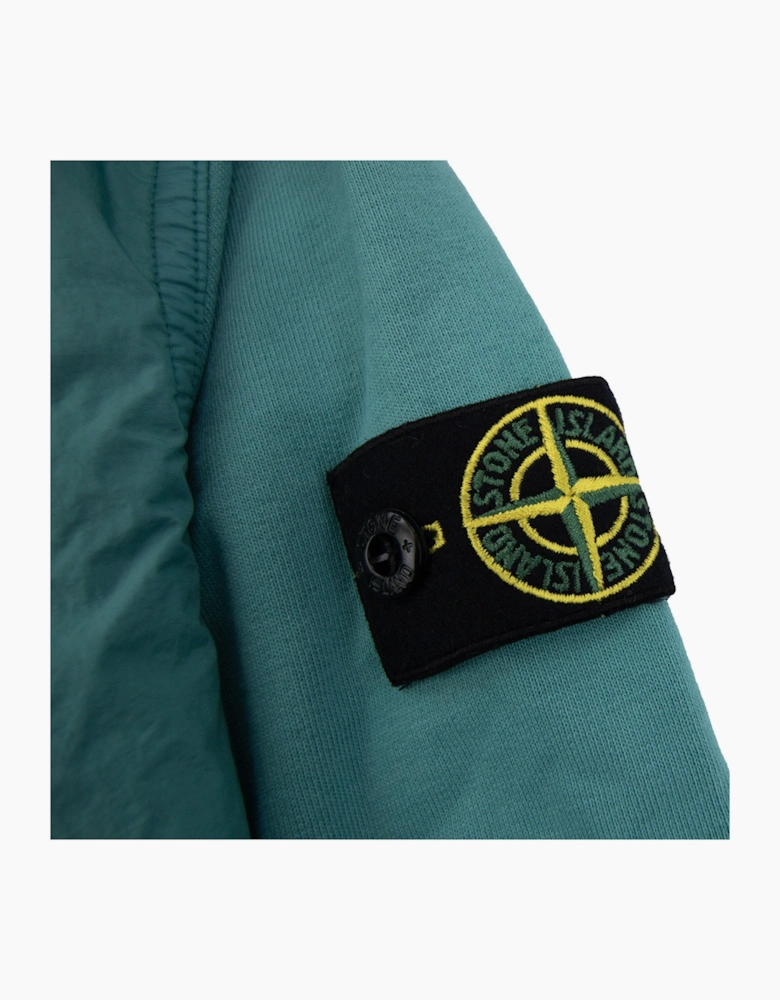 Stone Island Junior 4100010 Crinkle Reps Nylon Fleece Jacket Turquoise V0042