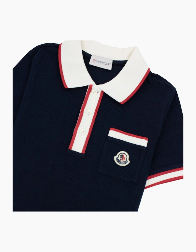 Moncler Junior Colour Block S/s Polo Navy 778