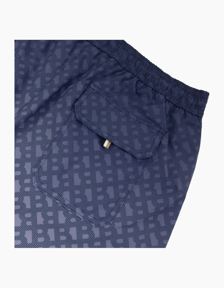 Hugo Boss Degrade Monogram Print Badge Swim Shorts Blue 413