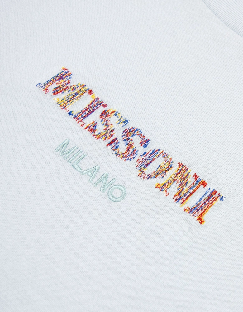 Missoni Embroiderd Milan Logo T Shirt Powder Blue S729x