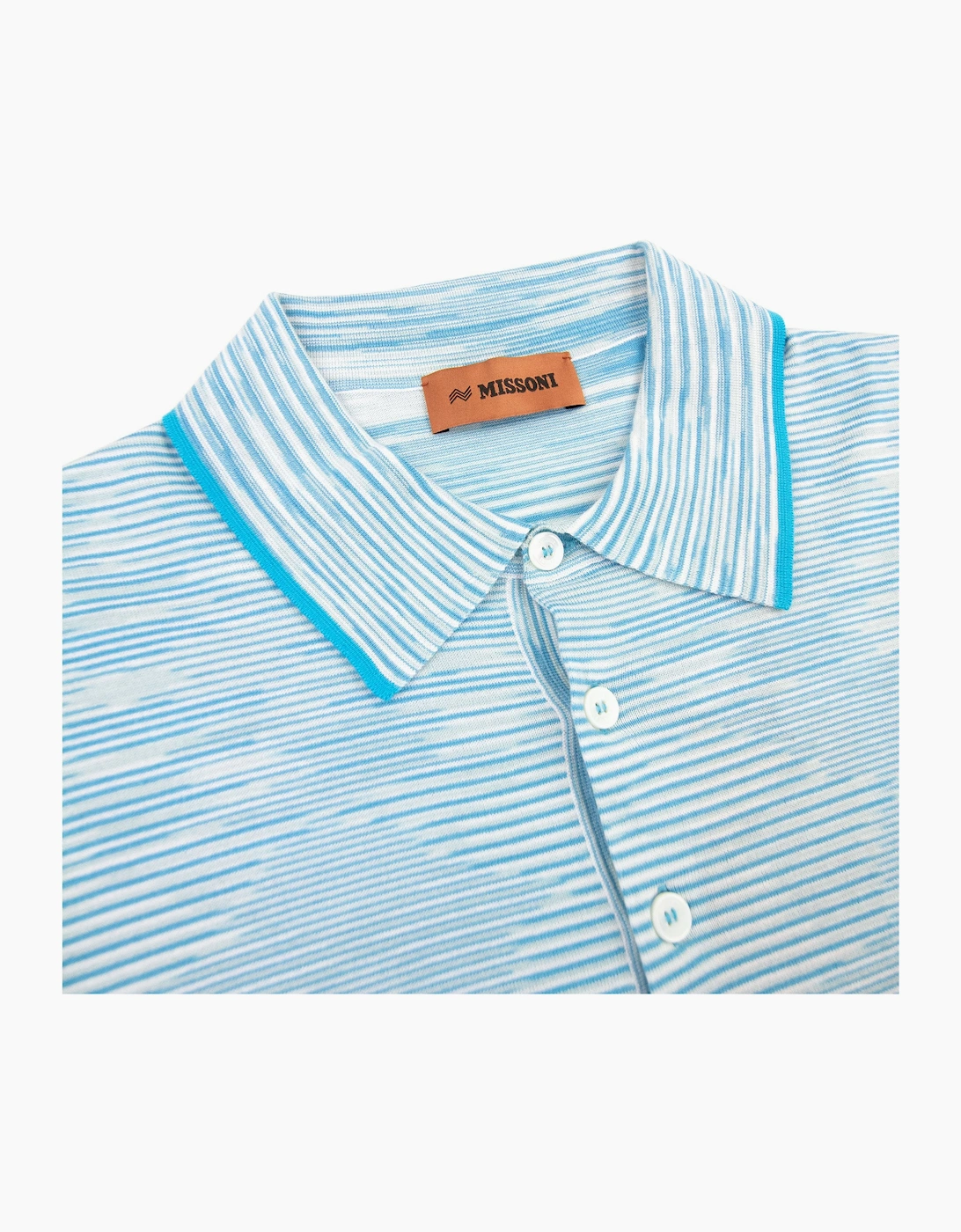 Missoni Slub Cotton Polo Shirt Sky Blue F705l