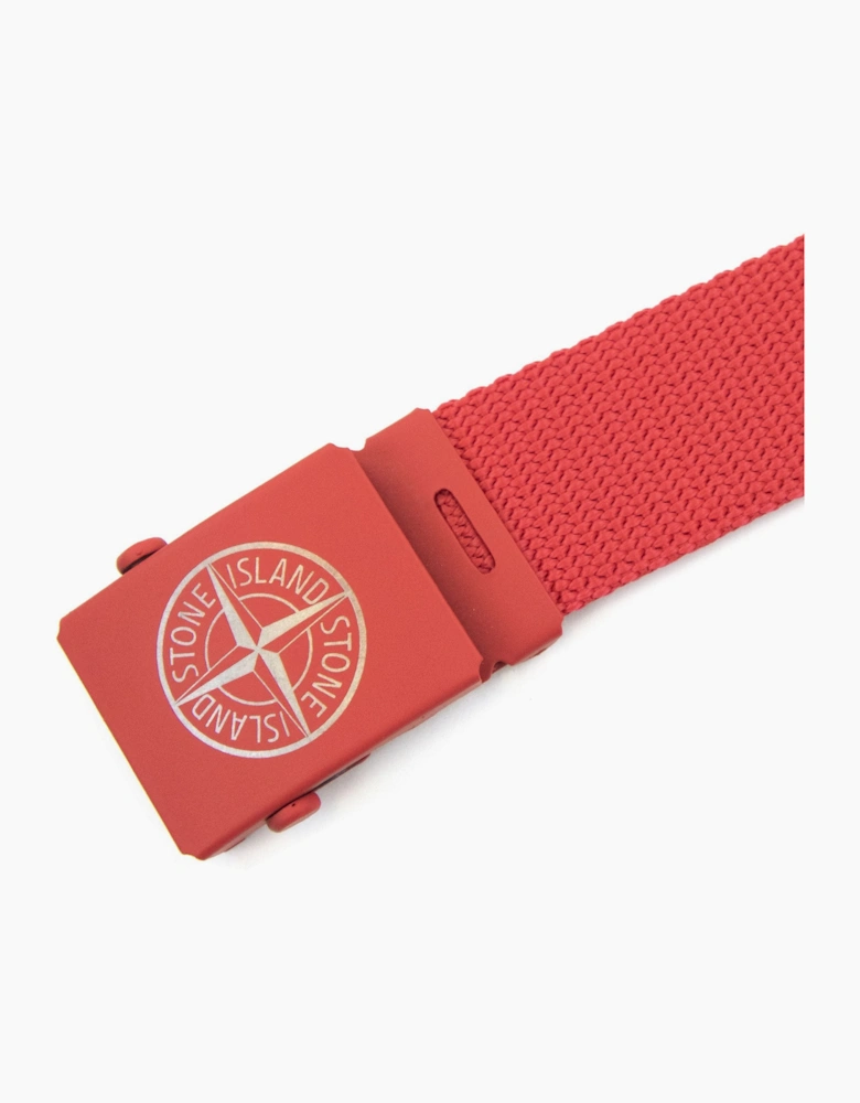 Stone Island Junior 90467 Logo Belt Red V0010
