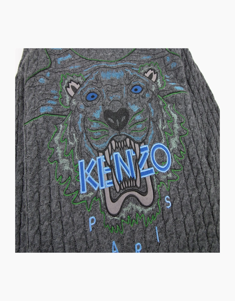 Kenzo Embroidered Logo Tiger Knitted Sweatshirt Dark Grey SA30