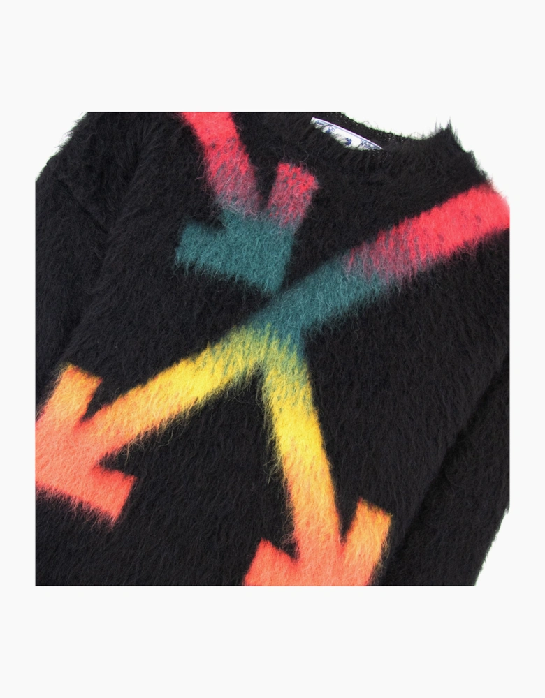 Off White Fuzzy Arrows Crewneck Sweatshirt Black Rain Bow
