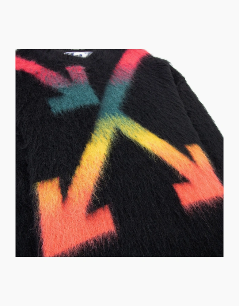 Off White Fuzzy Arrows Crewneck Sweatshirt Black Rain Bow