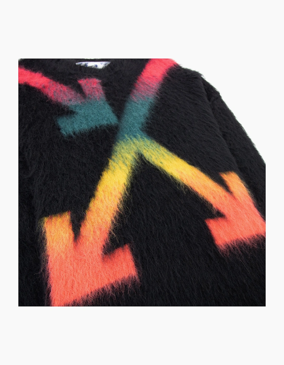 Off White Fuzzy Arrows Crewneck Sweatshirt Black Rain Bow
