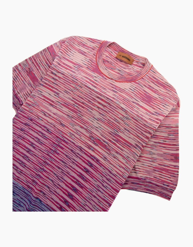 Missoni Degrade Stripes Knit S/s T Shirt Pink Multi S505y