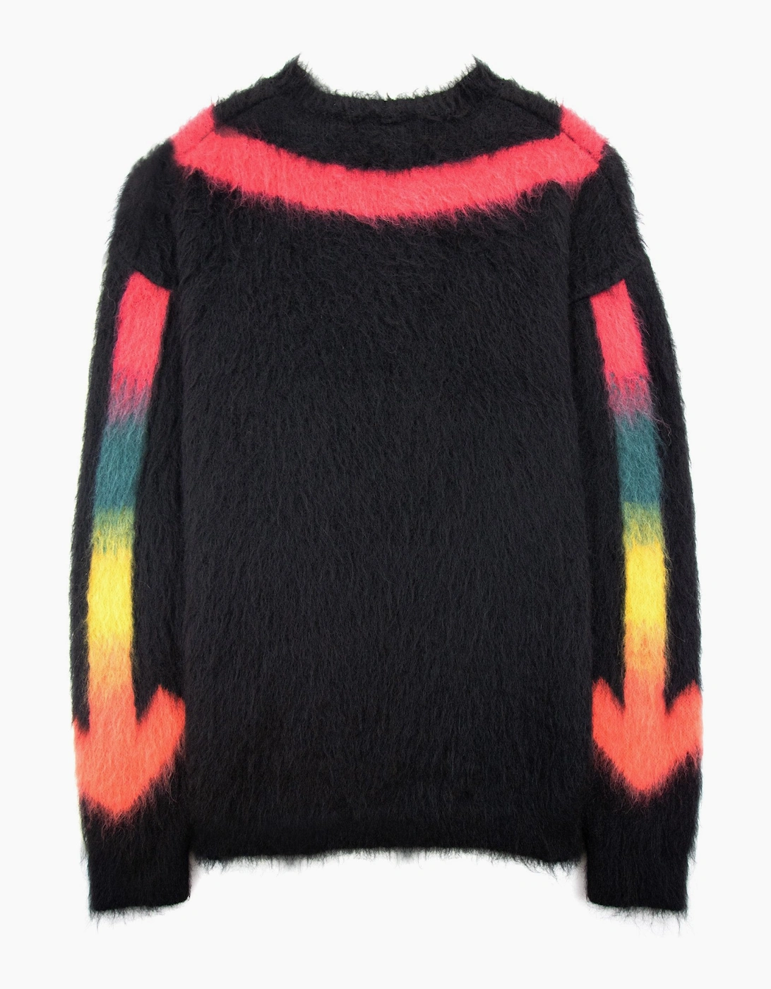 Off White Fuzzy Arrows Crewneck Sweatshirt Black Rain Bow