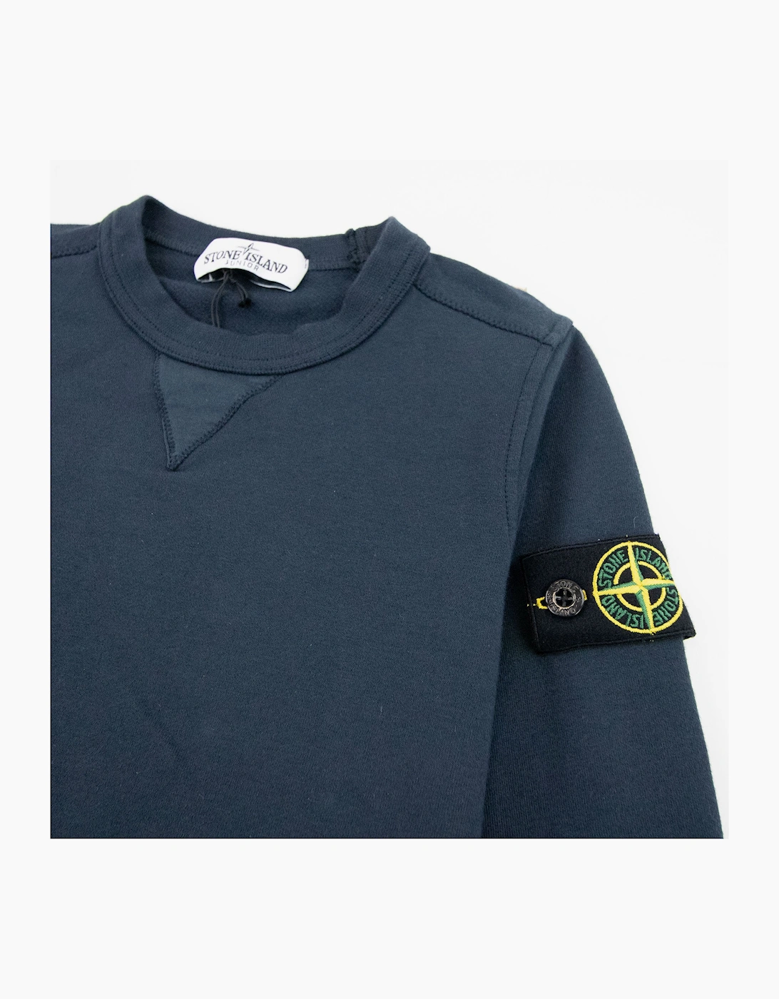 Stone Island Junior Logo Plaque Sweatshirt Navy V0020