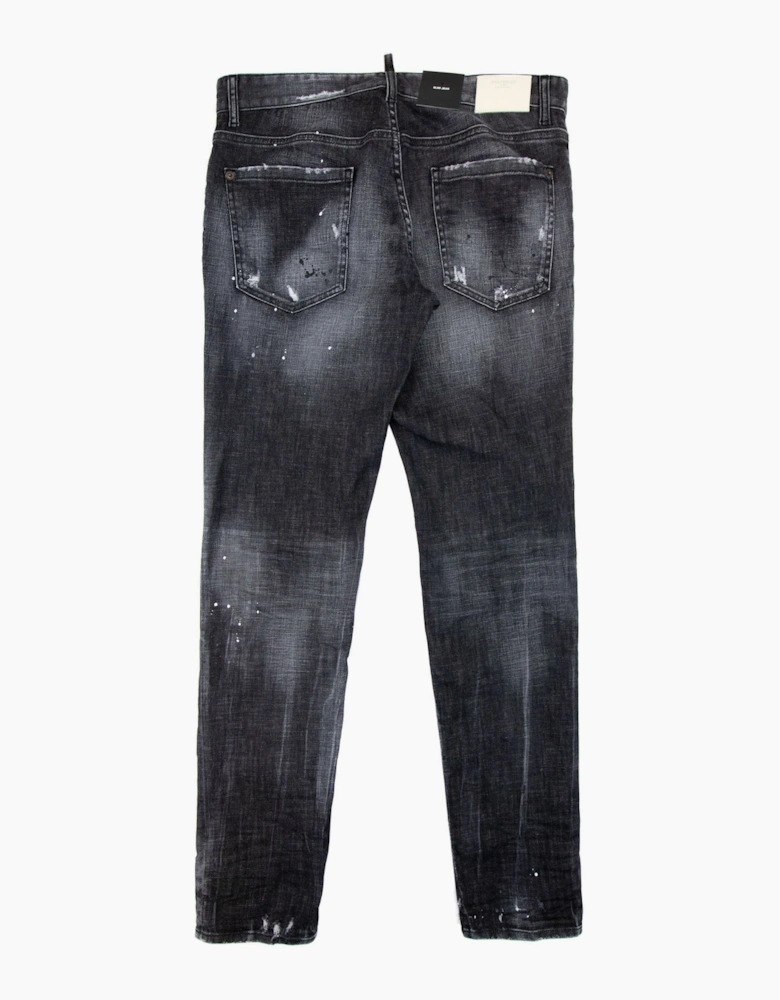 Dsquared2 Ripped Leather Slim Fit Jeans Black 900