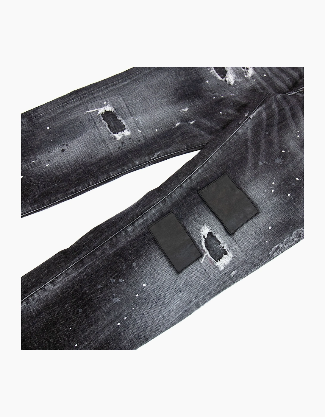Dsquared2 Ripped Leather Slim Fit Jeans Black 900