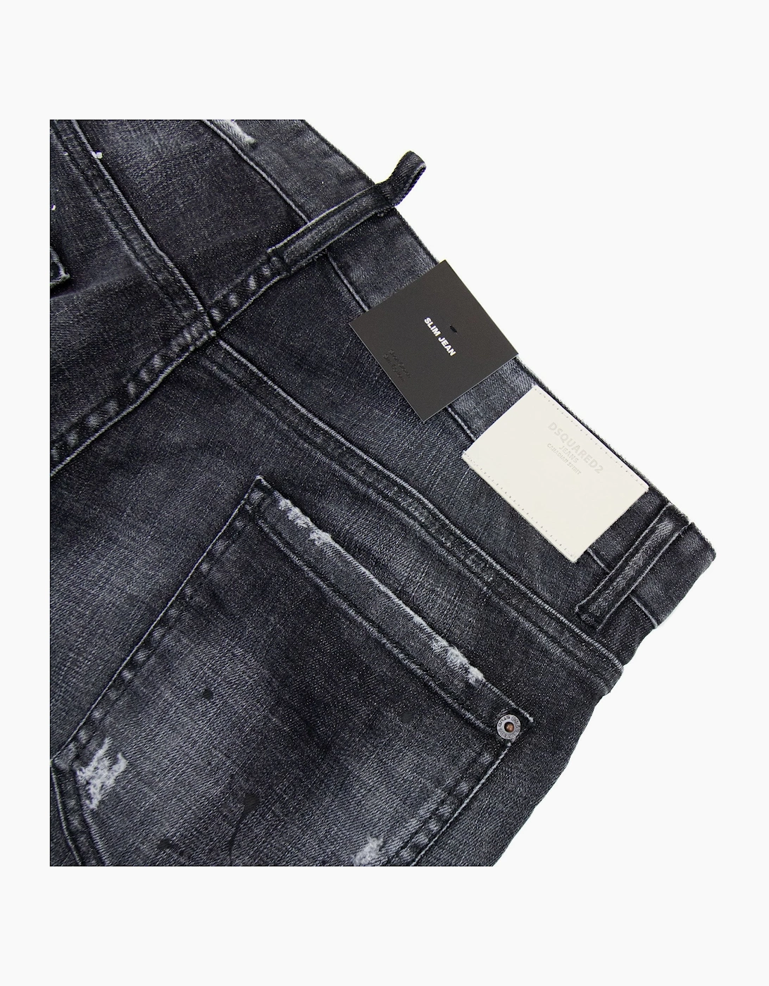 Dsquared2 Ripped Leather Slim Fit Jeans Black 900