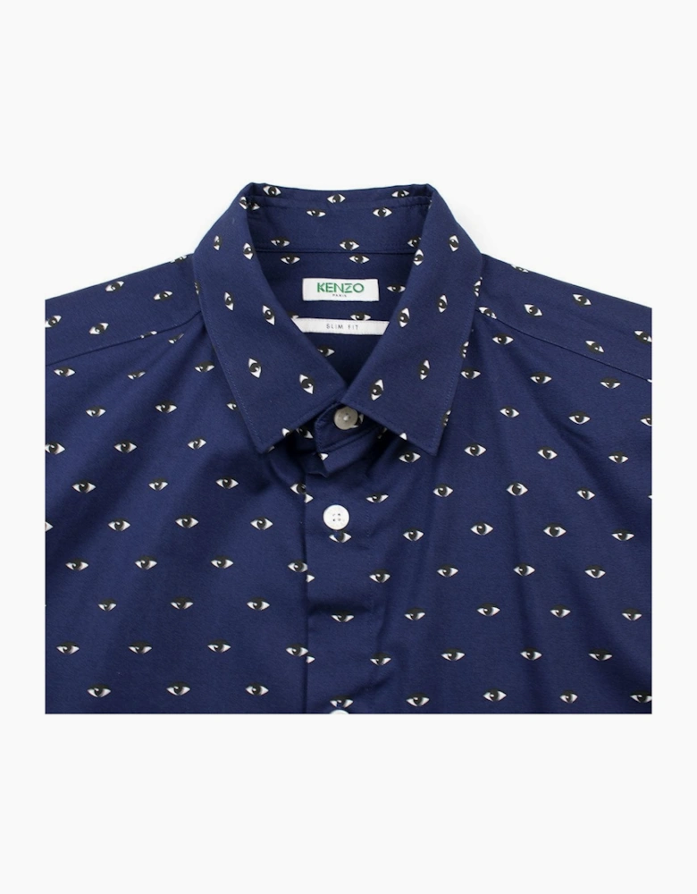 Kenzo Eye Print Long Sleeve Shirt Navy