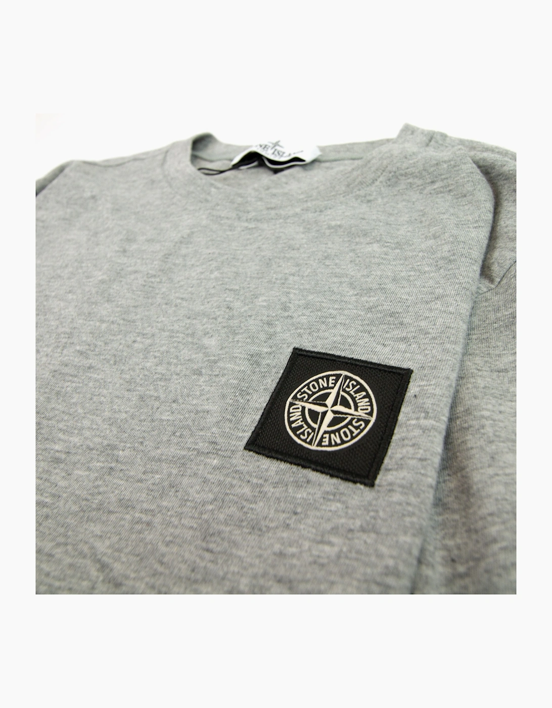 Stone Island Junior Chest Logo Long Sleeve T-Shirt Light Grey V1064