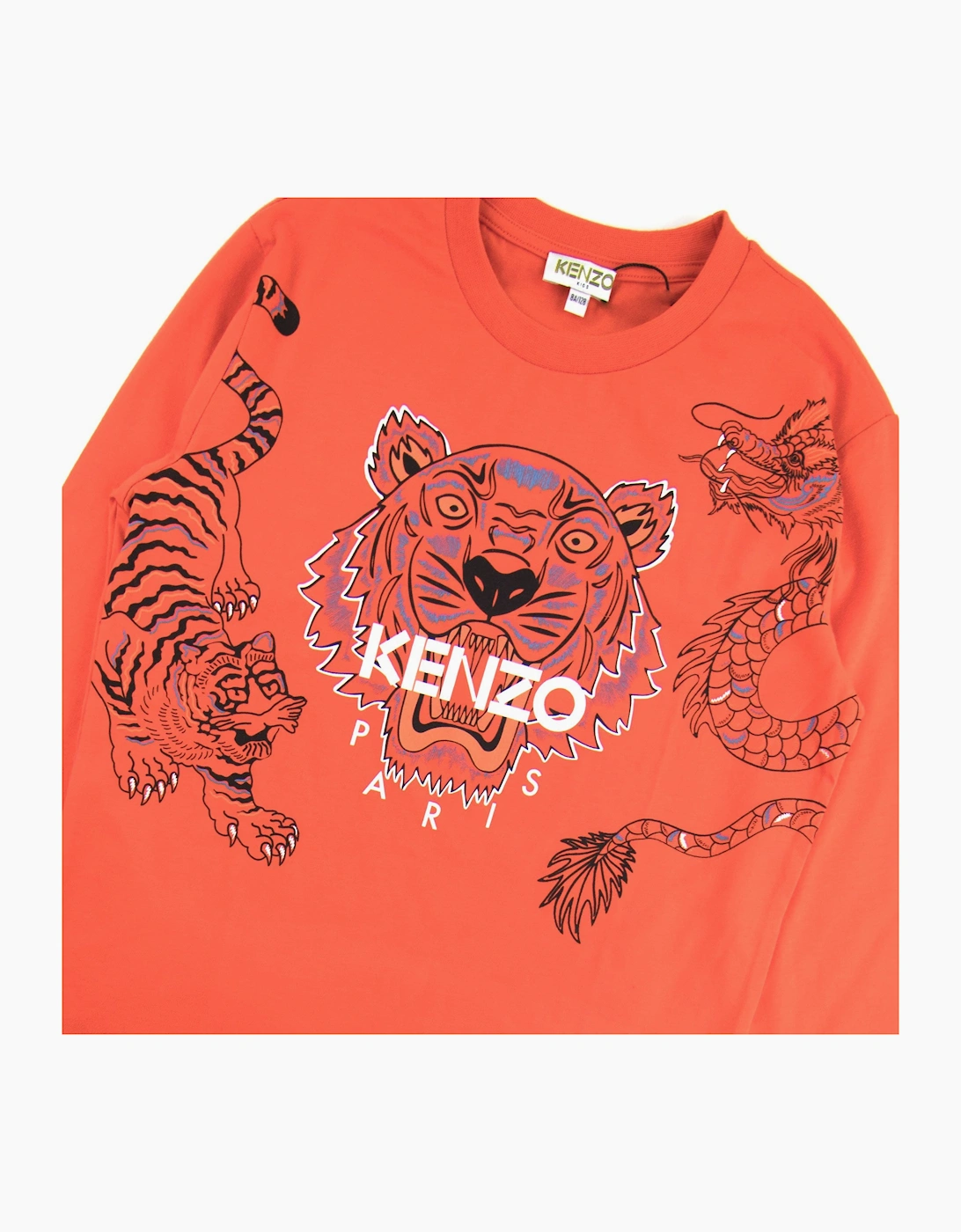 Kenzo Kids Tiger Dragon Long Sleeve T-shirt Orange
