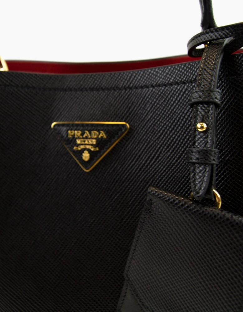 Prada Panier Saffiano Leather Bag Nero/fuoco