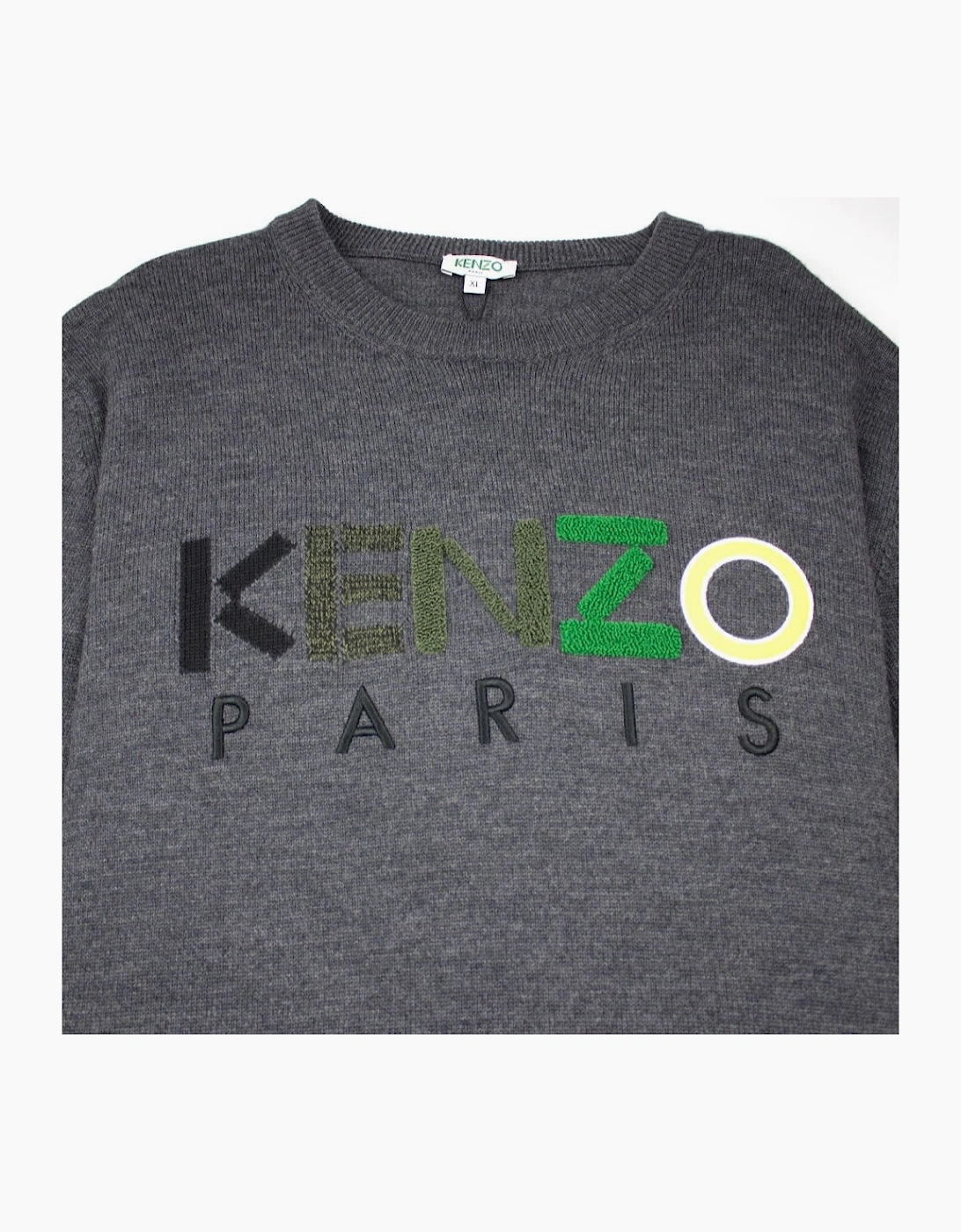 Kenzo Felt Logo Knitted Jumper Grey