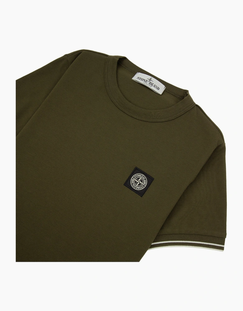 Stone Island Junior 2100001 Light Cotton Compass Patch T Shirt Khaki V0054