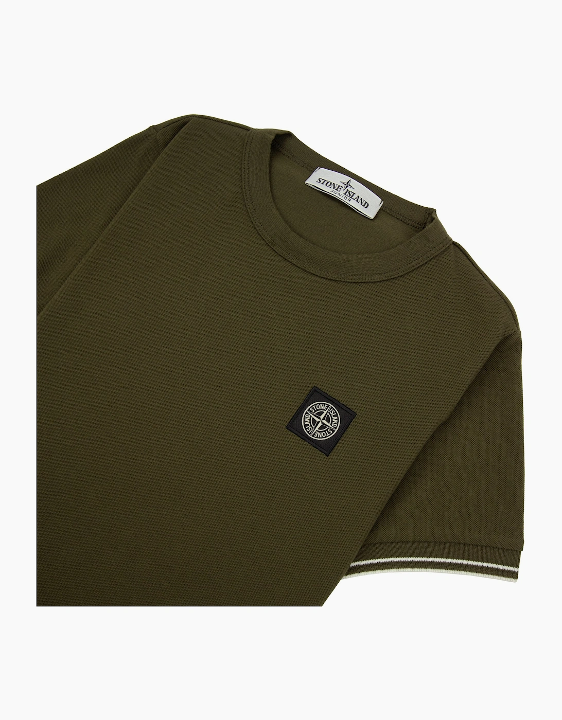 Stone Island Junior 2100001 Light Cotton Compass Patch T Shirt Khaki V0054