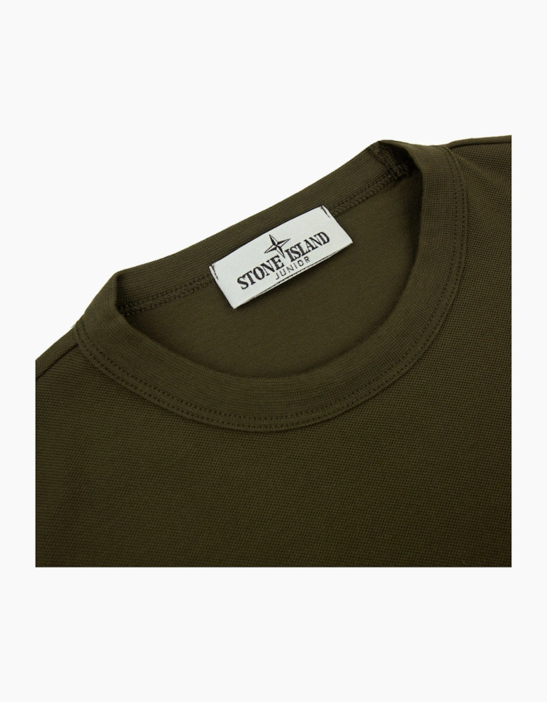 Stone Island Junior 2100001 Light Cotton Compass Patch T Shirt Khaki V0054